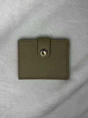 Small Olive Green Leather Snap Card Wallet